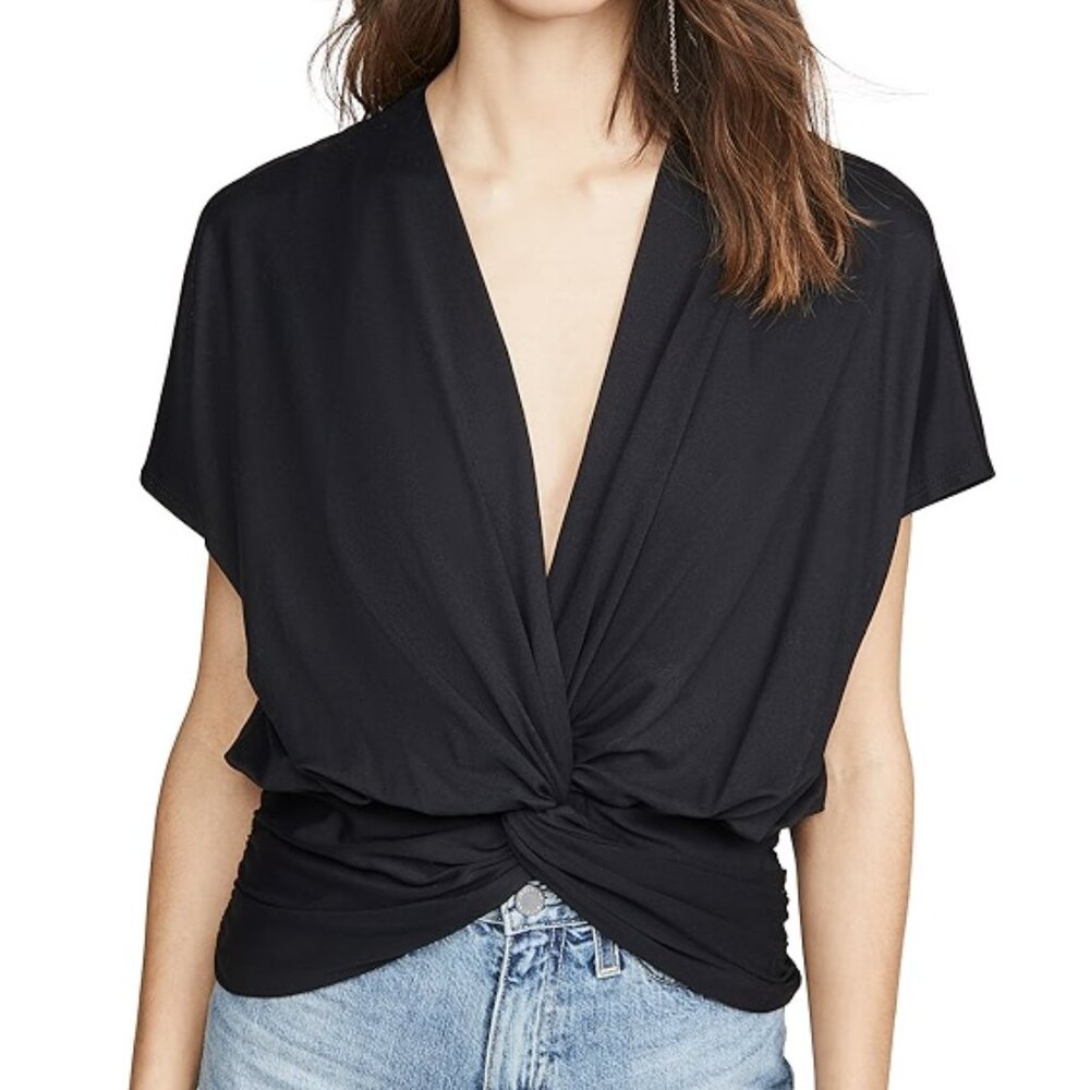 Susana Monaco Black Twist Front Dolman Top